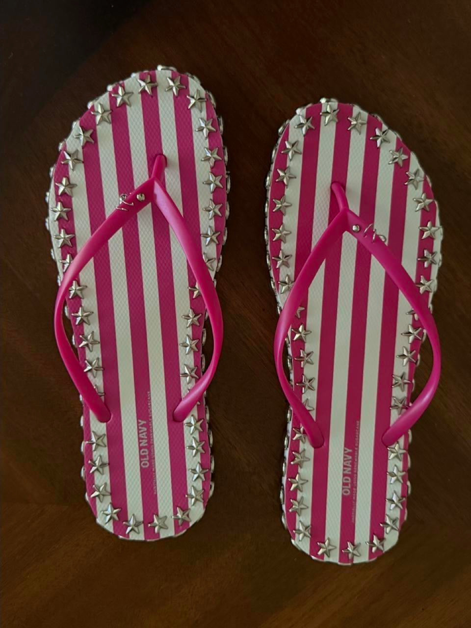 custom stripe girl flip flops