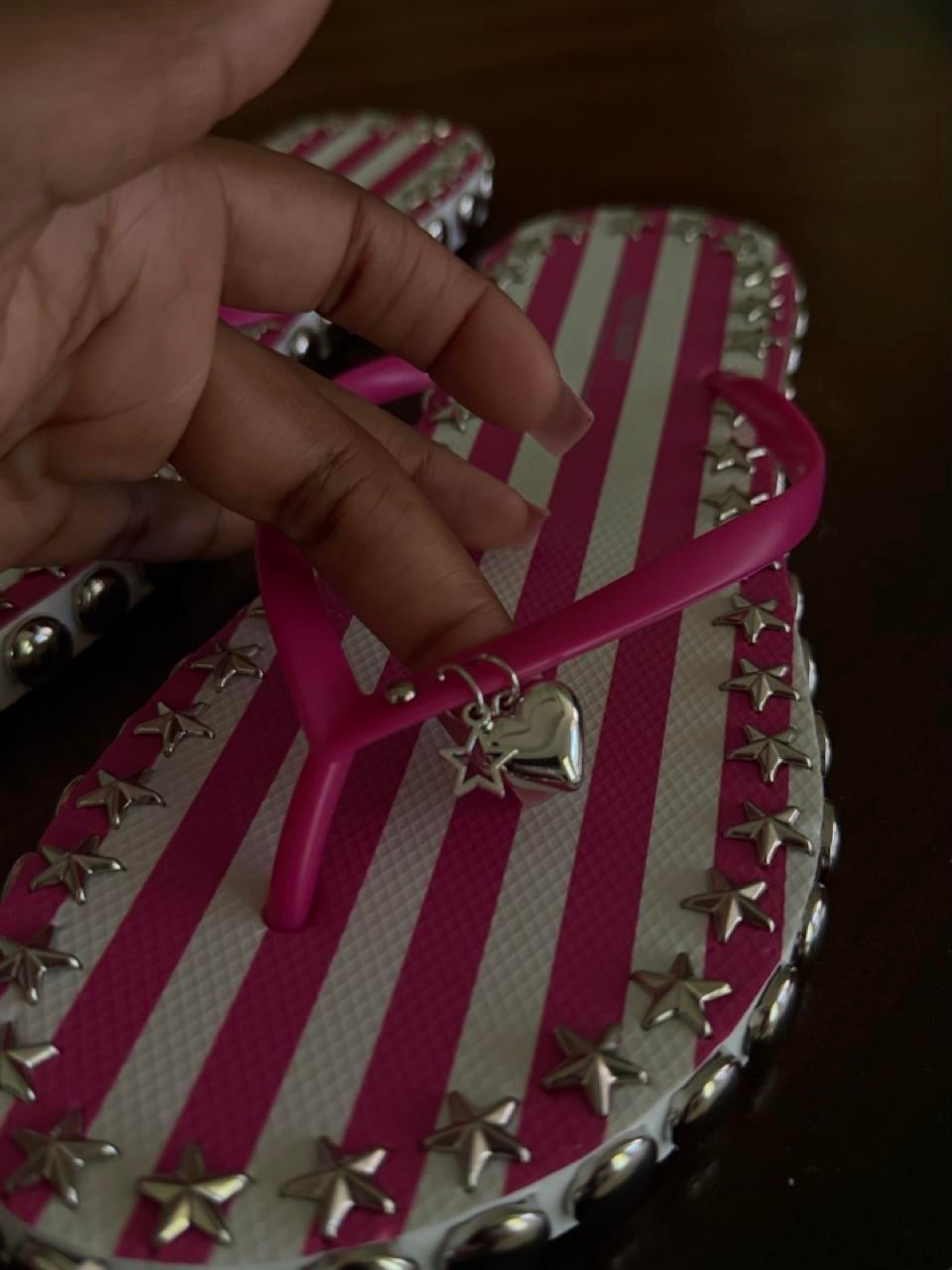 custom stripe girl flip flops
