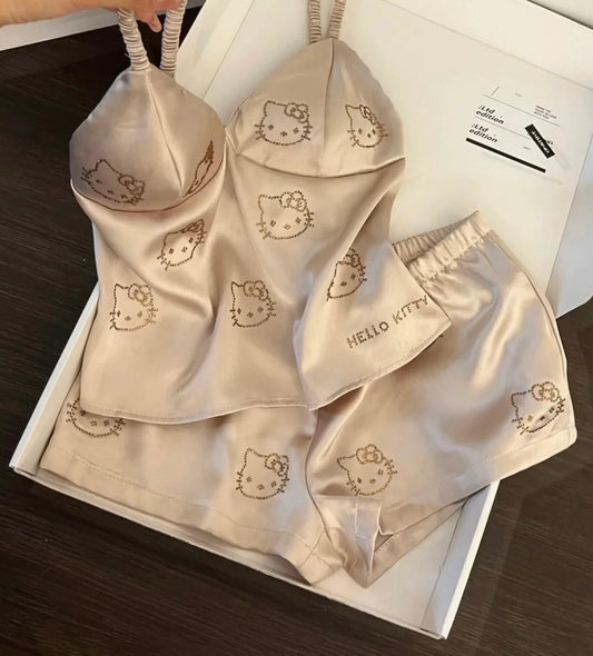 KITTY SATIN PAJAMA SET