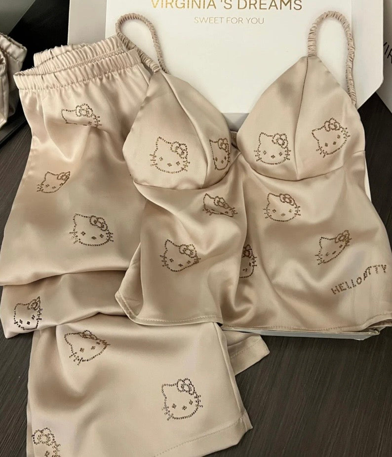 KITTY SATIN PAJAMA SET